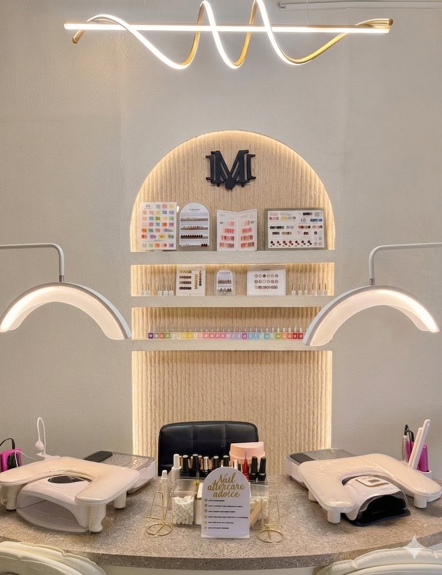 Manicure station at Martinis and Manicures