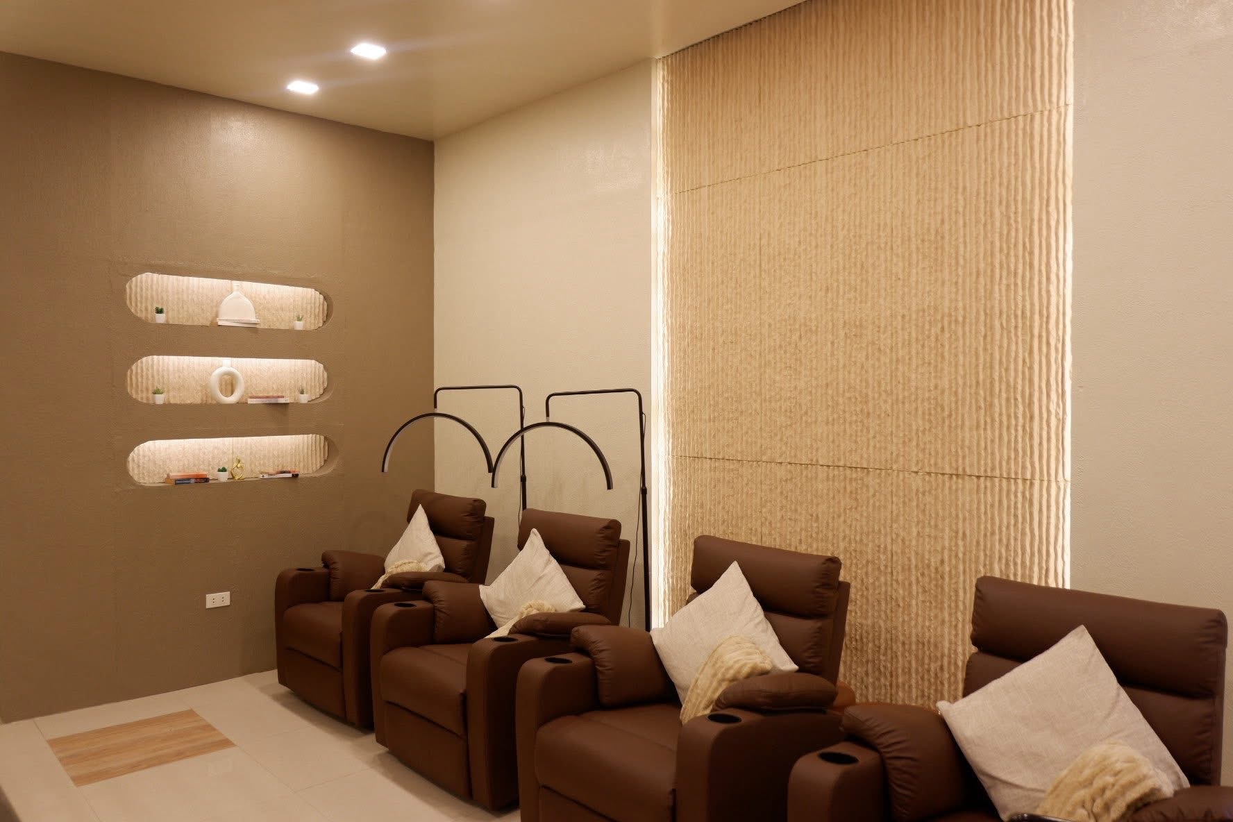 Pedicure lounge with reclining chairs